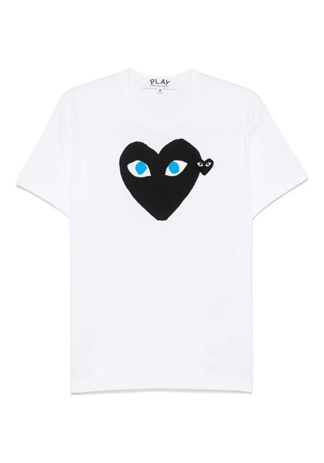 t-shirt con stampa e ricamo unisex bianco COMME DES GARÇONS PLAY | AX-T088-0511
